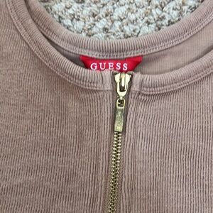 Guess Tan Zipper Crop Top